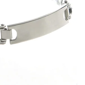 Armband i rostfritt stål. 12mm tuff silver svart kedjedesign. Graverbar platta. - Bild 3