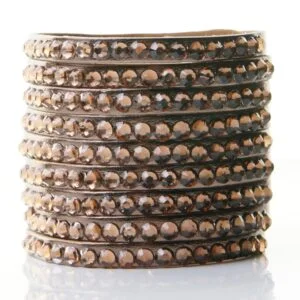Armband äkta läder diamondstyle brons. Justerbar längd 18,5 - 21cm. Bredd 5cm. - Bild 4