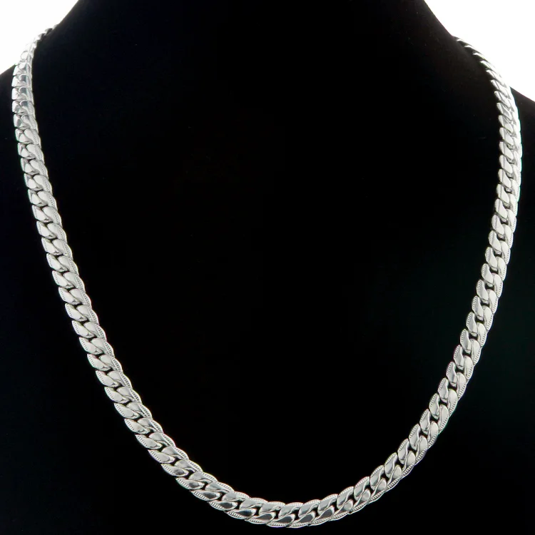 Halskedja, silverstil, 50,8cm Vogue-pansarlänk 5mm. Supertrendig design!