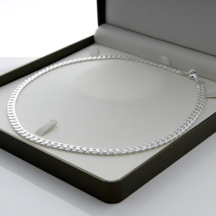 Halskedja, silverstil, 50,8cm Vogue-pansarlänk 5mm. Supertrendig design! - Bild 4