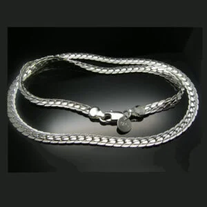 Halskedja, silverstil, 50,8cm Vogue-pansarlänk 5mm. Supertrendig design! - Bild 3