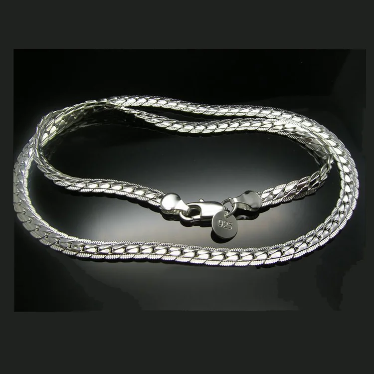 Halskedja, silverstil, 50,8cm Vogue-pansarlänk 5mm. Supertrendig design! - Bild 3