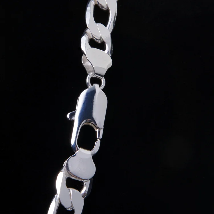 Halskedja. Massiv Figaro-kedja, ca 50cm. 12mm länkbredd. Äkta Sterling-silverlook. - Bild 2