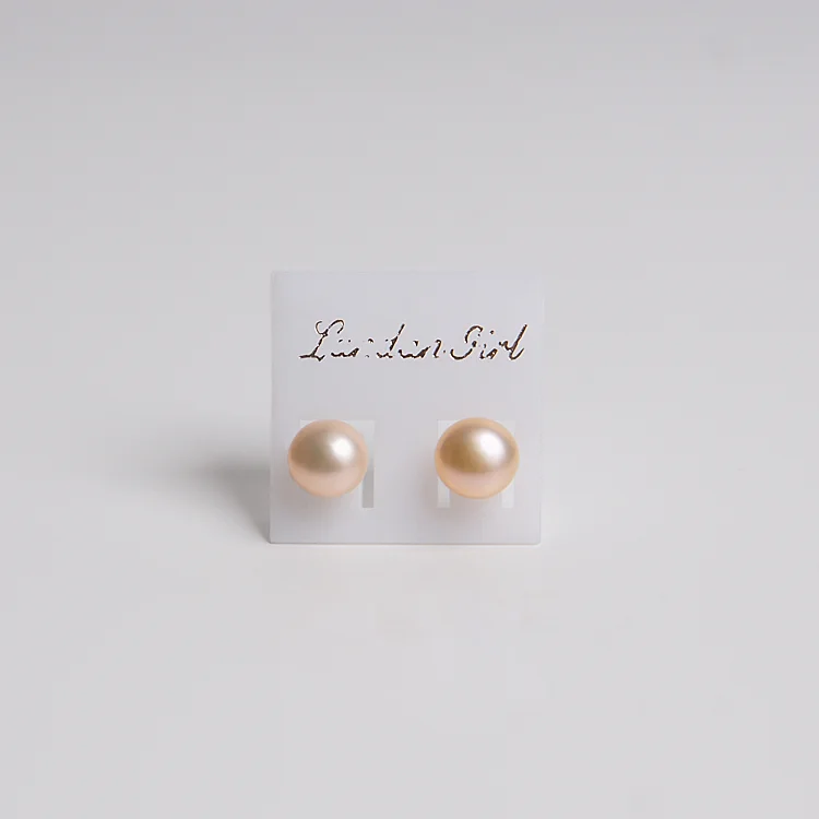 Pärlörhängen, persikofärgade, äkta kultiverade pärlor 7-8mm. AAA. London Girl.