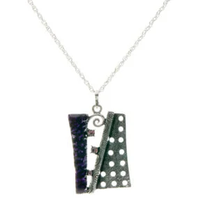 Halskedja med hängsmycke abstrakt konsthantverk. Kollektion 2023 violett emaljlook, retrosilver/diamondstyle - Bild 2