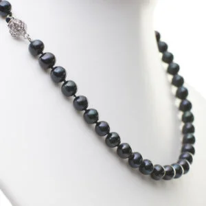 Pärlhalsband armband örhängen äkta odlade svarta pärlor - Bild 2